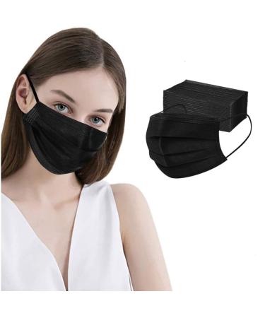 100 Pcs Disposable Face Masks, 3 Ply Face Masks Black Disposable Mask