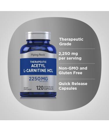 Piping Rock Acetyl L-Carnitine 2250 mg | 120 Capsules | Non-GMO Gluten Free Therapeutic HCL Supplement - Buy Internationally - Buy Online on GoSupps.com