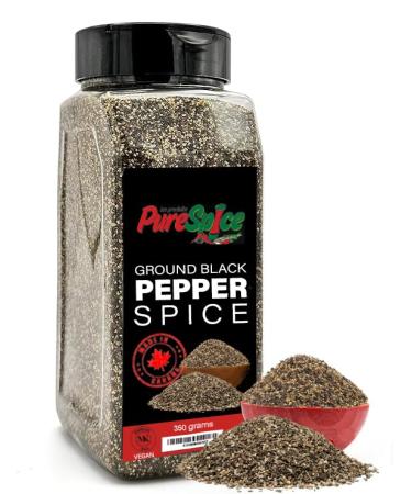 PureSpice Ground Black Pepper Spice 350 Grams | Restaurant Grade Vegan Kosher Powder Seasoning | Premium Flavor for Cooking Meat Steak Rub and Sauce (Black Pepper Ground)