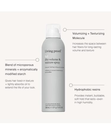 Living Proof Full Dry Volume & Texture Spray | Instantly Transforms Fine Flat or Thin Hair | Heat Protection up to 210 C | Paraben Free | Silicone Free | Vegan 238 g (Pack of 1) - Buy Online on GoSupps.com