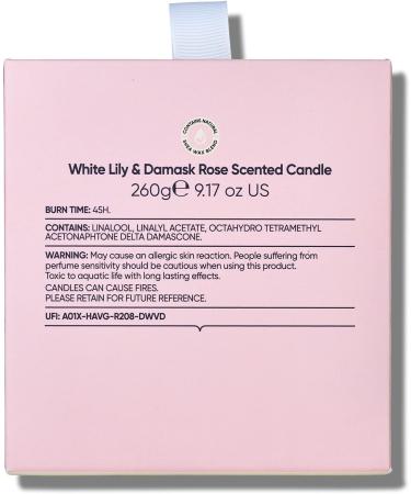 Sanctuary Spa Lily and Rose Candle - Damask Rose Natural Shea Wax 260g 45 Hour Burn Time - Shop Internationally - Buy Online on GoSupps.com