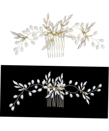 Beavorty Leaf Hair Comb Bride Hair Clip Pearl Hair Comb Pearl Hair Accessories Wedding Hair Comb Bridal Headdress Pearl Wedding Clip Bride Headpieces for Wedding Tiara Leaf Hairpin Miss - Buy Online on GoSupps.com