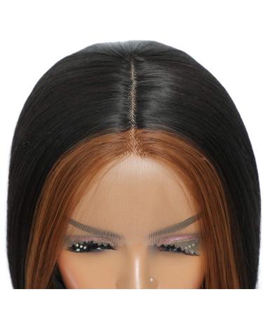 Shop 9-Inch Black Bob Lace Front Wig - Highlight Blonde Straight Wig for Women | Transparent Tip Hairline | International Shipping - Buy Online on GoSupps.com