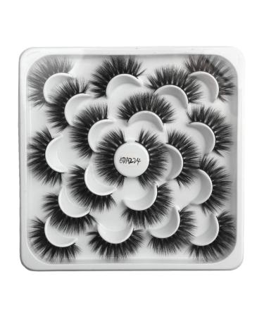 Kashyk 10pair Lotus with 5D Mink False Eyelashes Natural Eyelashes Makeup Wild Eyelashes (H Style)