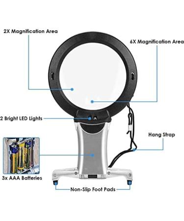 Magnifying Glass with Light Portable Hands Free LED 6X Magnifier Desk Stand Neck Hang Magnifier for Low Vision Visually Impaired Seniors Ly Reading HaoAMZ - Buy Online on GoSupps.com