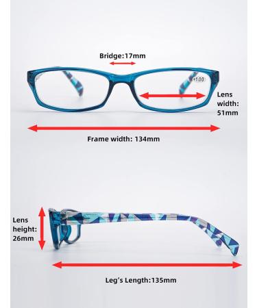 Lanlang 3-Pack Blue Light Filter Reading Glasses for Women - Fashion Colors Anti-Eyestrain & UV Protection 0-4.0 Diopters L-L010 +2.5 - Buy Online on GoSupps.com