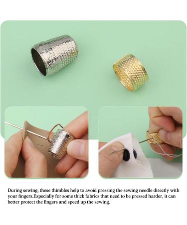 Adjustable Metal and Leather Sewing Thimble Set - 6 Pcs Finger Protectors for Sewing, Embroidery, and Needlework - Buy Online on GoSupps.com