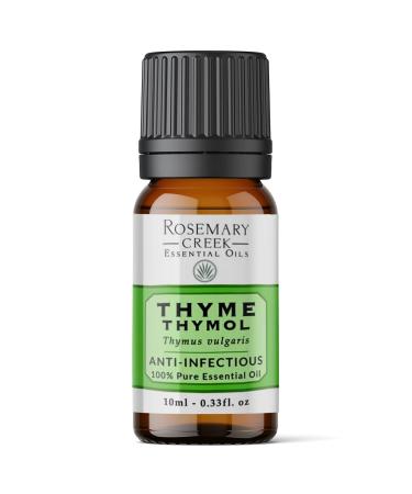 Thyme Thymol Essential Oil (Thymus vulgaris) Anti-infectious 100% Pure and Natural for Oil Diffusers and Massage Therapy by Rosemary Creek Essential Oils (10 ml (1/3 oz)) Thyme 0.34 Fl Oz (Pack of 1)