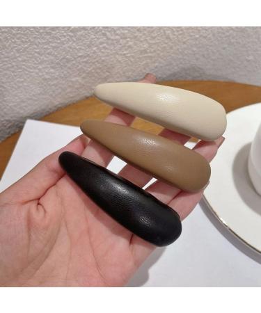 Hair Clips PU Leather Hair Clip Sponge Padded Barrette Solid Thick Hairpin Women Hair Snap Korean Style Headwear Blue Hair Clips (Size : Black 1) - Buy Online on GoSupps.com