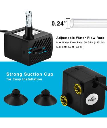 PULACO 50GPH Mini Submersible Water Pump - Ideal for Aquariums, Fish Tanks, Ponds, Fountains, and Hydroponics - Buy Online on GoSupps.com