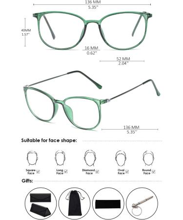 Koosufa Classic Retro Nerd Glasses for Men & Women - Vintage Round Panto Frames - Prescription-Free Fake Glasses with Case - Green - Buy Online on GoSupps.com