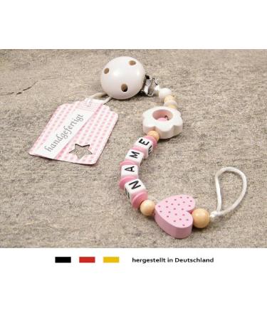 Personalized Pacifier Holder for Girls | Custom Baby Gift for Birth & Baptism | Pink Flower & Heart Name Necklace - Buy Online on GoSupps.com