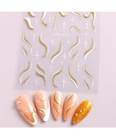 3D Glitter French Line Nail Stickers - Self-Adhesive Geometric Nail Art & Design Accessories - Buy Online on GoSupps.com