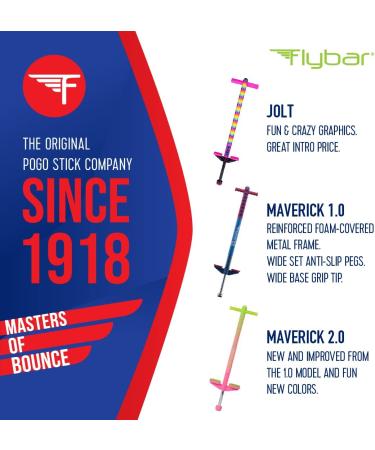 Flybar Foam Maverick Pogo Stick for Kids Ages 5+ | 40-80 lbs | By The Original Pogo Stick Co. | Red/Blue - Buy Online on GoSupps.com