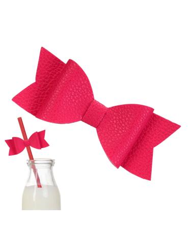 Straw Bow - Bow Cupcake Portable Straw Caps Decoration Cute Big Straw Decorations Bow s for Shakven Hot Pink