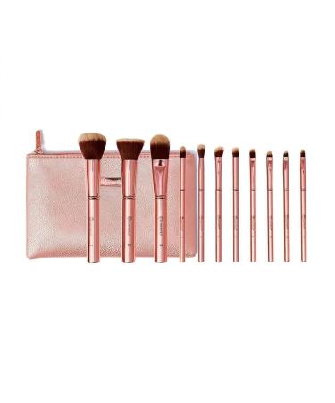 11-Piece Rose Gold Brush Set with Cosmetic Bag by BHcosmetics - Premium Metal Makeup Brushes for Flawless Application - Buy Online on GoSupps.com