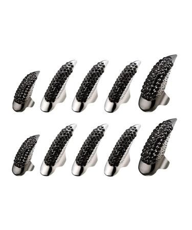 LIANXUE 10 Pcs Alloy Eagle Claw Fingertip Adjustable Punk Nail Rings Nail Decoration Gothic Fingernail Buckle Finger Alloy