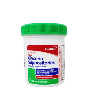 Leader Adult Glycerin 2 mg Laxative Suppositories 25 Count