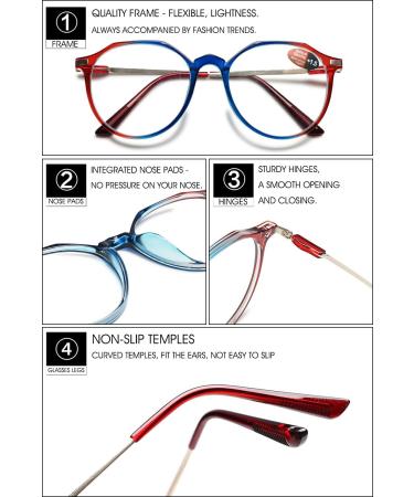 Buy Vevesmundo Blue Light Filter Reading Glasses - Metal Large Round Nerd Glasses for Men | Anti-Blue Light | +0.5 to +4.0 | 1 Piece Transparent Blue - Buy Online on GoSupps.com