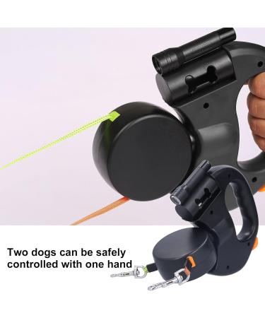 Rolleine 360 Rotatable Dog Leash for 2 Dogs - 3m Length Flashlight & Eco-Friendly Poop Bags | International Shipping Available - Buy Online on GoSupps.com