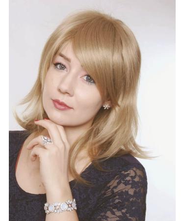 Prettyland C340 Medium Length Wig - Silky Straight Layered Cut with Slanted Bangs in Brown & Dark Blonde - International Shipping Available - Buy Online on GoSupps.com