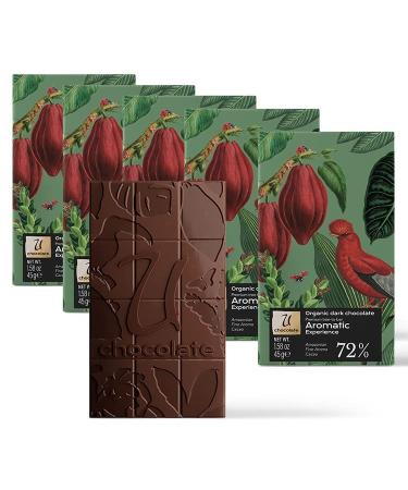 U Premium Chocolate Bars | 72% Cacao Dark Chocolate Bars with Extra Fine Aroma | Real Tree-to-You Dairy Free Chocolates | Heavy Metal Tested, Organic, Vegan, Non-GMO, Gluten Free | Individually wrapped in compostable Biofilm | Pack of 5 Bars | Aromatic Ex