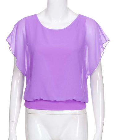 Buy Women's Loose Short Sleeve Linen Blouse - Stylish Purple T-Shirt Tops - J208 - Buy Online on GoSupps.com