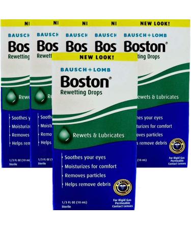 Boston Rewetting Drops for Rigid Gas Permeable Contact Lenses - 0.33 Ounce, 6 Pack