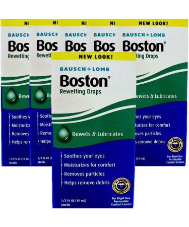 Boston Rewetting Drops for Rigid Gas Permeable Contact Lenses - 0.33 Ounce, 6 Pack