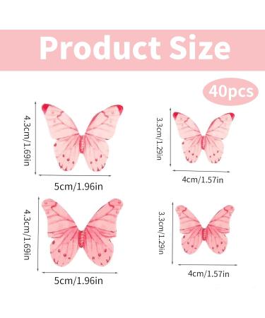 40 Pcs Pink Butterfly Cupcake Decoration Butterfly Edible Wafer Cupcake Toppers 3D Edible Butterfly Cake Topper Party Wedding Anniversary Birthday Party Cupcake Decoration - Buy Online on GoSupps.com