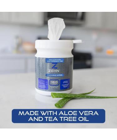 Zehn Everyday Wipes Canister - Tea Tree Oil & Aloe Vera | Multi-Purpose Cleaner for Equipment Personal Use & Yoga Mats (Pack of 4 160 Count - Buy Online on GoSupps.com