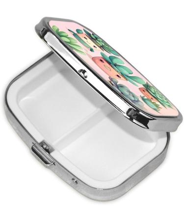 Lovely Succulent Plants 2 Compartment Pill Case - Cute Travel Pill Organizer for Pocket & Purse Gifts - Buy Online on GoSupps.com