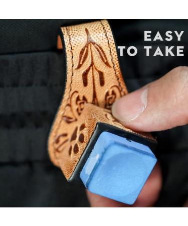 KONLLEN Leather Engraved Chalk Holder Magnetic Vegetable Tanned Leather Pool Cue Snooker Silent Billiard Accessories Blue - Buy Online on GoSupps.com