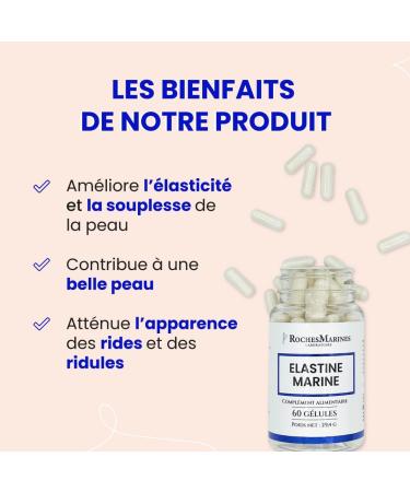 Roches Marines - Marine Elastin Dietary Supplement - Skin Flexibility - Skin Elasticity - 60 Capsules - Developed in France - Buy Online on GoSupps.com