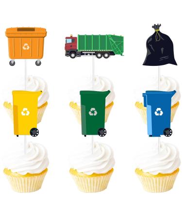 S-Cp-0019 Ice Cream Fruit Dessert Cupcake Topper Colorful Glitter Happy Birthday Sensory Pop Game Theme Decor Supplies Baby Shower Boys Girls Birthday Party Decorations