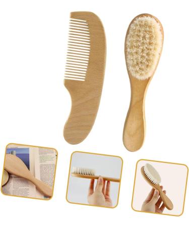 SECFOU Baby Hair Brush Set - Soft Wood Bristles for Newborns and Toddlers - Buy Online on GoSupps.com