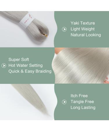 32 Inch Ginger Braided Hair Extensions - 3 Packs Kunsthaar for Box Braids | Synthetic Braiding Hair (Silver#) - Buy Online on GoSupps.com