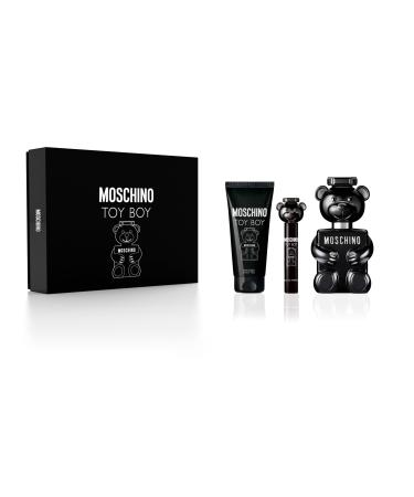 MOSCHINO Toy Boy 3 pcs Men's Perfume Gift Set - 3.4 Oz EDP Spray + 3.4 Oz Shower Gel + 10ml Mini EDP Travel Spray - HARD GIFT BOX SET
