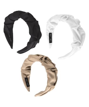 Hair Band Women Leopard Print Solid Colour Wide Edge Hairband/Ruffled Wide Edge Hairband Vintage Beautiful Headband Hair Accessories Headband Elastic Head Wrap Cute Hair Accessories (B-3)