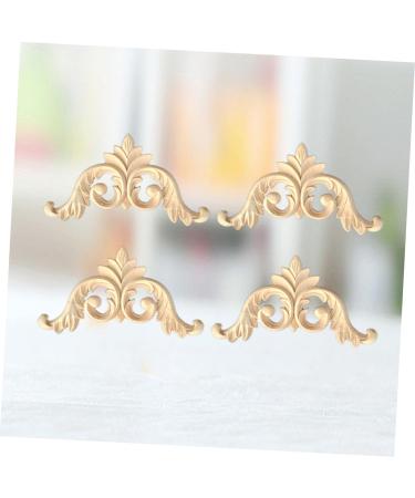 Alipis 4pcs Furniture Ornament Flower Corner Wooden Carving Corner Decals Unpainted Frames Cabinet Flowers - Buy Online on GoSupps.com