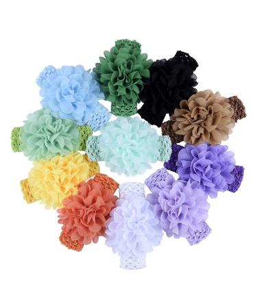 18 Pieces Baby Girl Headbands - Chiffon Flower Soft Elastic Hair Accessories for Newborns & Toddlers - Buy Online on GoSupps.com