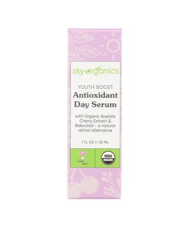 Sky Organics Youth Boost Antioxidant Day Serum for Face USDA Certified Organic to Hydrate Smooth & Boost Glow 1 fl. Oz