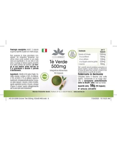 Premium Green Tea Extract 500mg - 90 Vegan Capsules | 50% Polyphenols - High EGCG | Herbadirekt by Warnke Vital Substances - German Quality - Buy Online on GoSupps.com