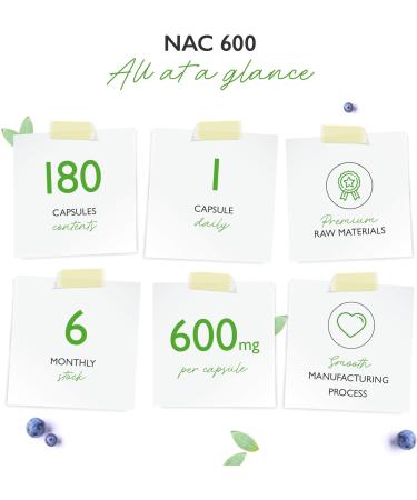 NAC - N-Acetyl L-Cysteine 180 Capsules with 600 mg Each - 6 Month Supply - Vegan - Highly Dosed - Premium Quality - Buy Online on GoSupps.com
