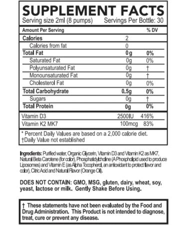PURALITY HEALTH Vitamin D3 with K2 Liquid Supplement - Vegan, Micelle Liposomal, Non-GMO - 30 Day Supply - Buy Online on GoSupps.com