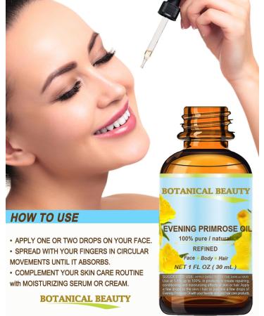 Evening Primrose Oil 100% Pure Natural - 1 Fl. oz | Virgin Cold Pressed Carrier Oil for Face Skin Hair & Nails - Rich in GLA | Botanical Beauty - Buy Online on GoSupps.com