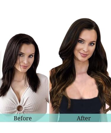 Doores Clip-In Hair Extensions - Real Remy Hair Balayage Natural Black to Chestnut Brown 45cm (18 inch) 120g 7 Pieces - Buy Online on GoSupps.com