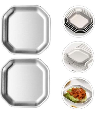 Zerodeko Dipping Bowls 4 pcs Stainless Holder Food Pickle Sushi Silver Dish Tray Bowl Kitchen Trays Household Sauce for 10.4X10.4X0.3CMx2pcs Silverx2pcs - Buy Online on GoSupps.com