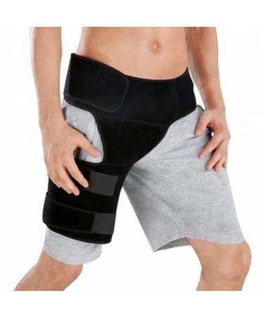 Layhou Groin Support Bandage Adjustable Thigh Compression Injury Prevention Athletic Groin Leg Hip Brace Fitness Accessory for Muscle Fatigue Reduction Pain Relief Black