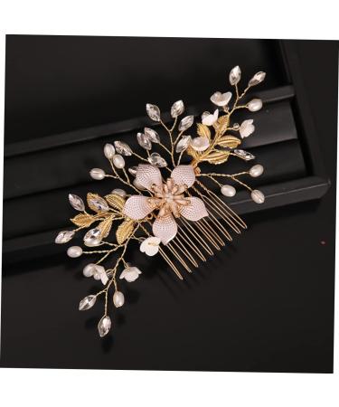 minkissy pearl hair comb Wedding Headpiece Wedding Flower Hair Comb bridal leaf flower hair wedding hair clips for brides Bride Wedding Headdress Metal crystal Comb - Buy Online on GoSupps.com